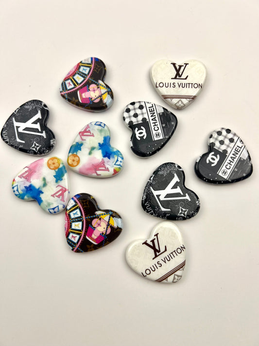 Acrylic vv Designer heart Beads